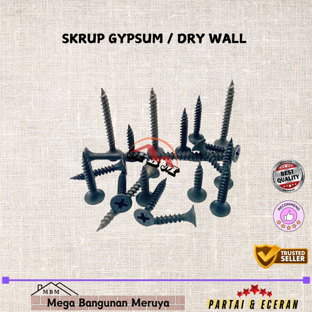 Skrup Gypsum Sekerup Gypsu Drywall screw 6 x 1"