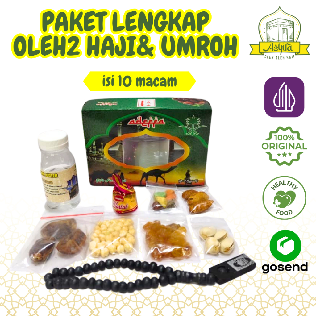 

PAKET LENGKAP Oleh Oleh Haji dan Umroh Dus Kotak Gift Hampers Air Zamzam Ori + Kurma Khalas