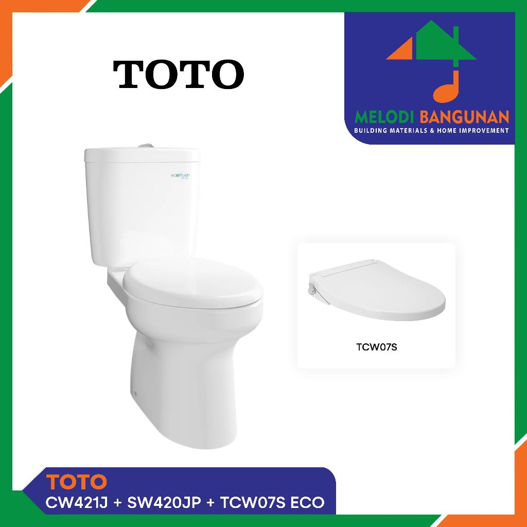 Toto - Closet + Kloset + Toilet Duduk Cw 421 Jp J Cw421J White Eco Washer
