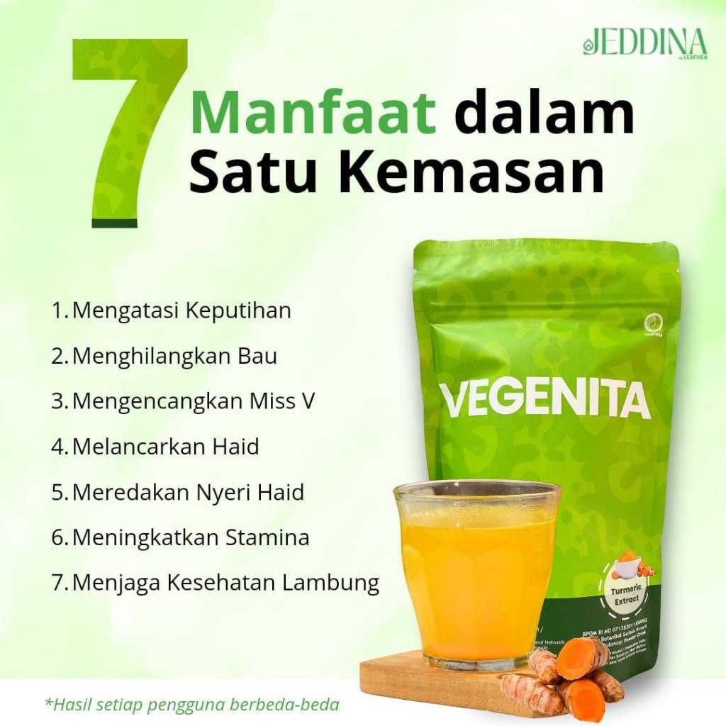 

VEGENITA-Minuman Sehat Wanita BPOM & Halal, Menjaga Kesehatan Reproduksi & Kulit Sehat, Melancarkan haid, Mengatasi keputihan