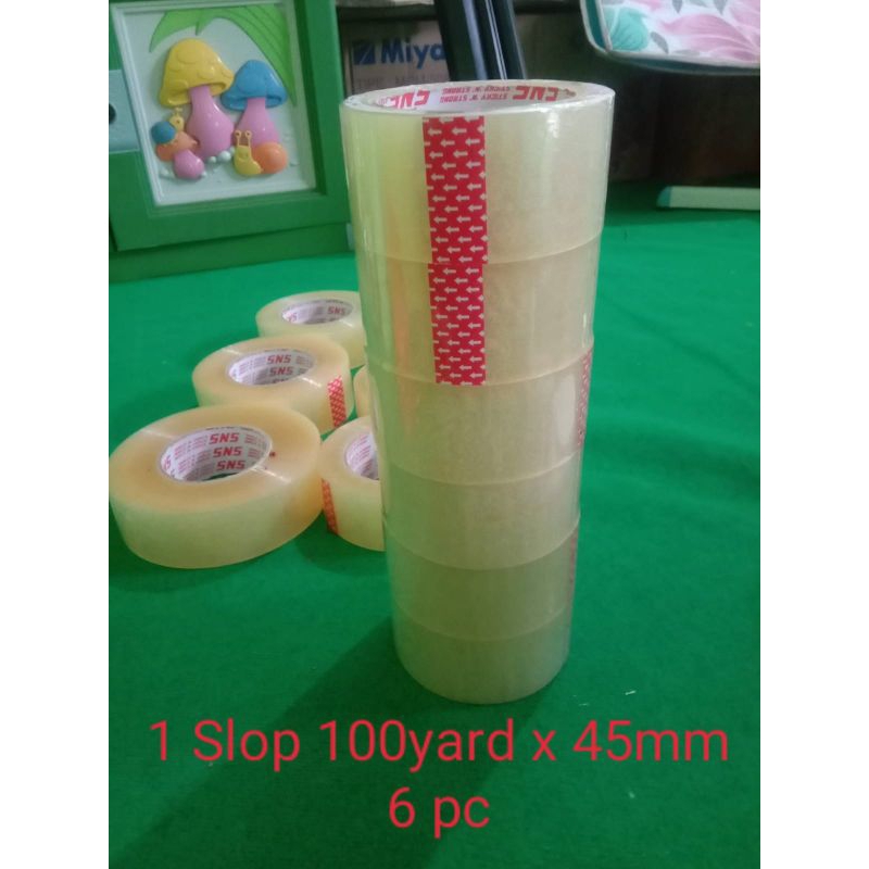 

Lakban bening 1 slop 100y x 45mm SNS Sticky N Strong