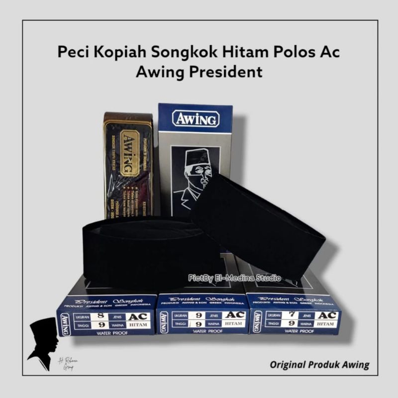 Peci Hitam Awing AC Original Tinggi 7cm 8cm 9cm 10cm 11cm Songkok Presiden Super Premium Kopiah Belu