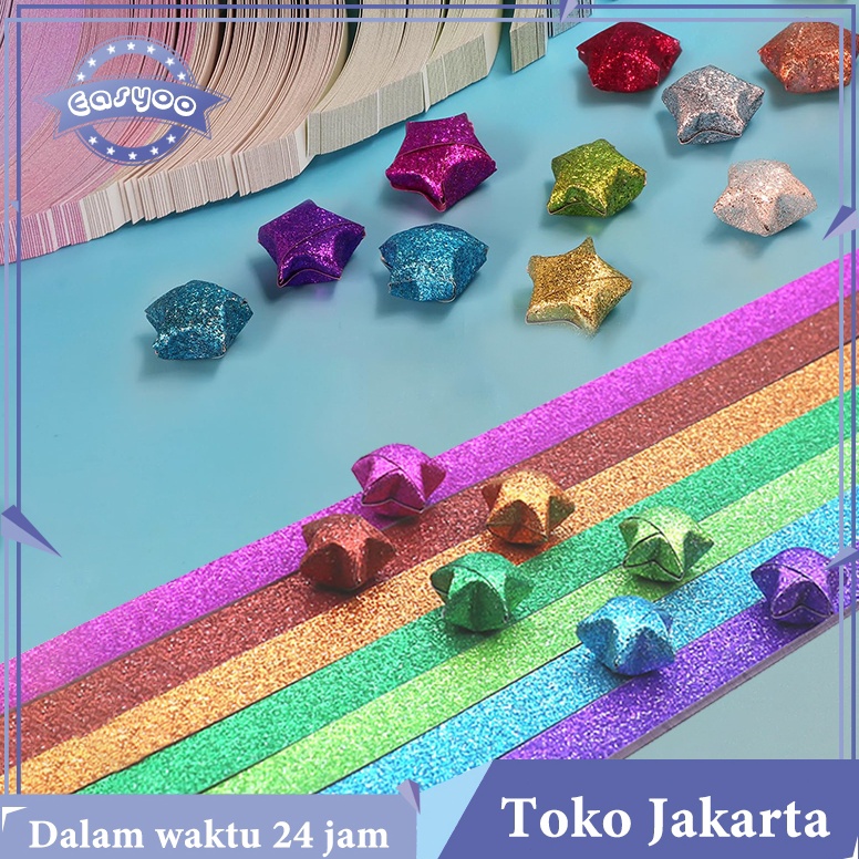 

maModel Baru Isi 52 Kertas Origami Bintang Glitter 7 Warna Origami Star Paper Motif Bintang 96