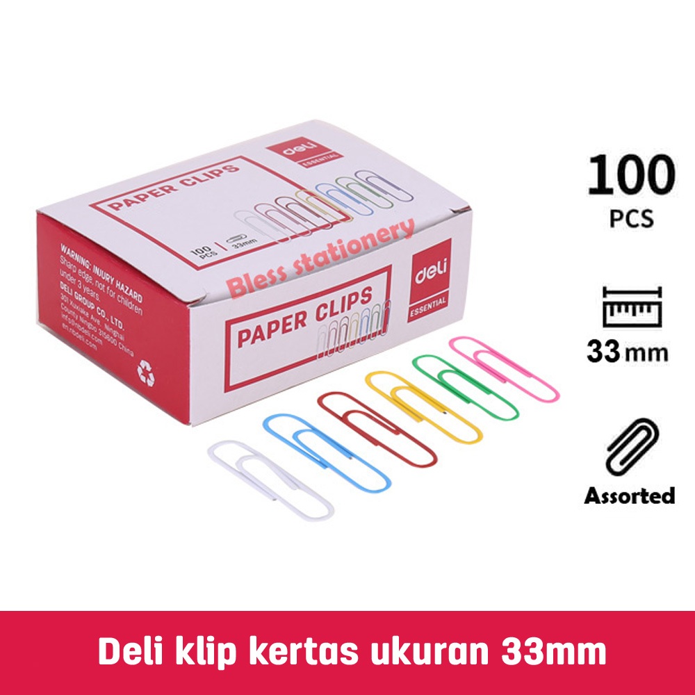 

Deli klip kertas warna - warni penjepit kertas paper clip