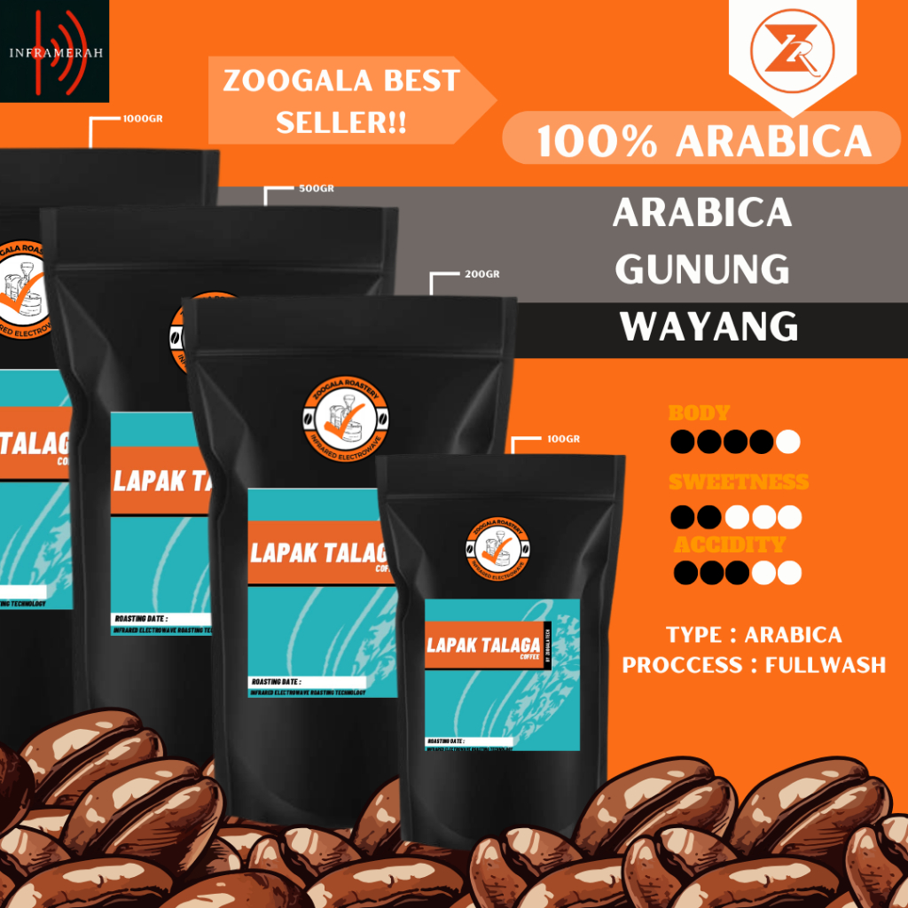 

Zoogala Biji Kopi Roast Beans Arabika Fullwash Gunung Wayang