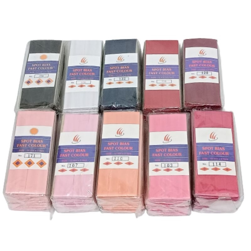 Bisban polos warna warni satin 3yard 12mm bisban satin bisban polos