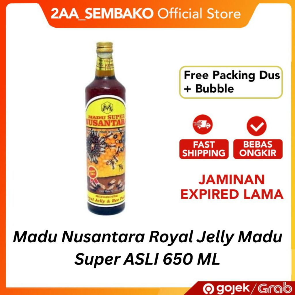 

Madu Nusantara Royal Jelly Bee Pollen Madu Super ASLI 650 ML