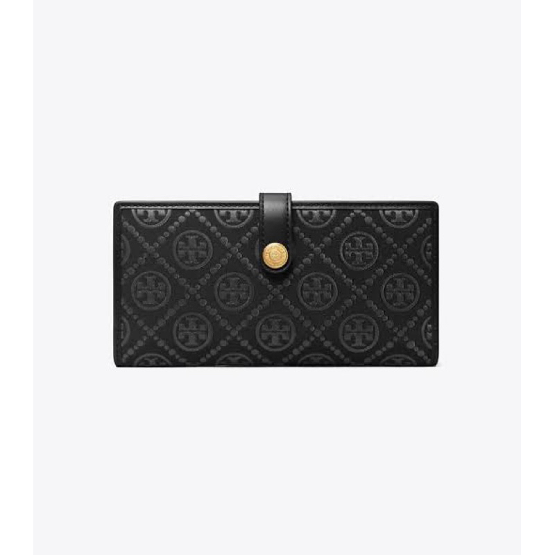 TB T Monogram Zip Slim Wallet - Black