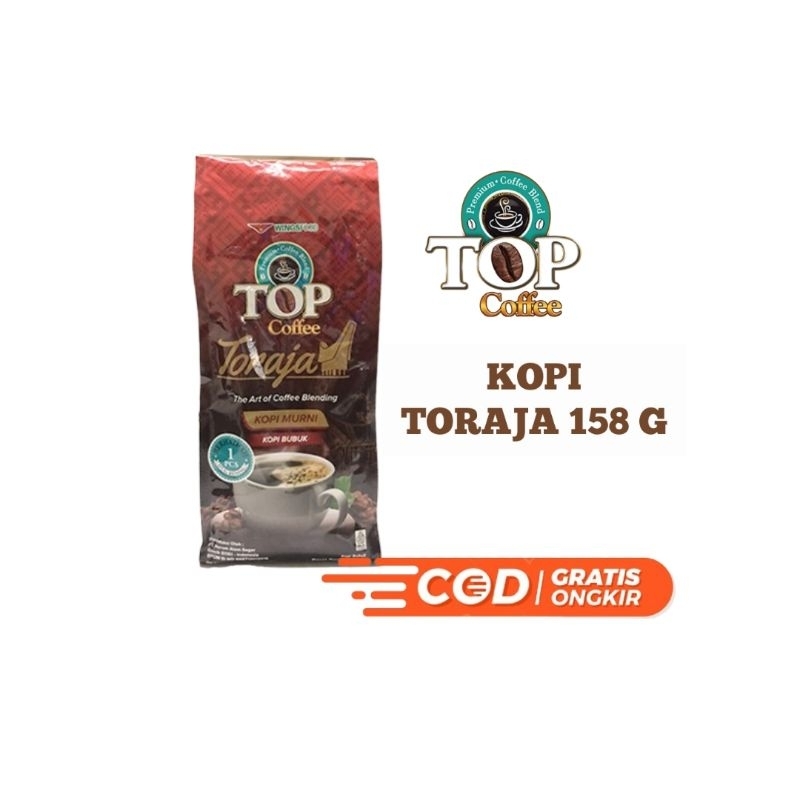 

TOP COFFEE TORAJA 158 G GRATIS GELAS / TOP KOPI / KOPI BUBUK