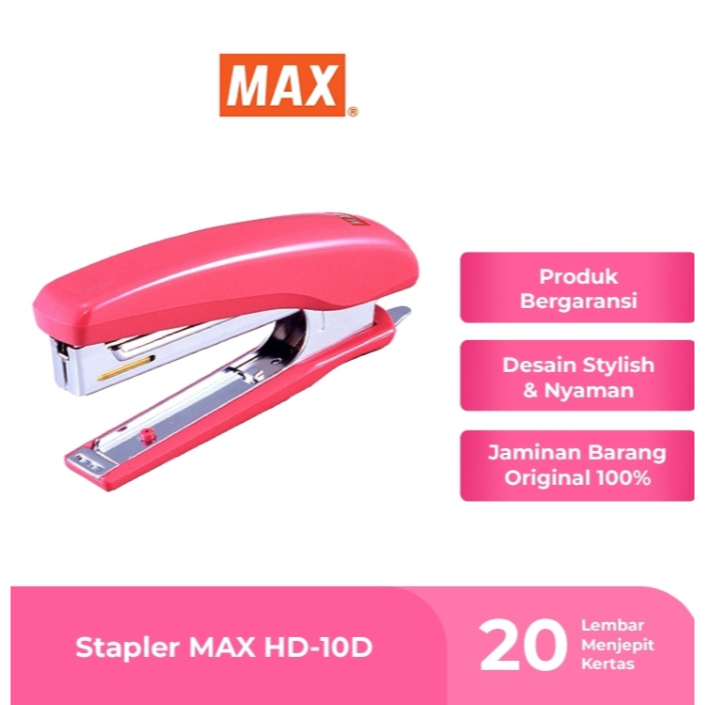 

STAPLER / STEPLER / ALAT STAPLES / HEKTER / JEPRETAN / JETREKAN / CEKREKAN / STAPLER MAX HD10D ROSE / PINK