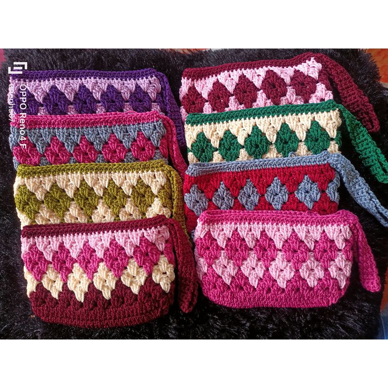 dompet koin rajut motif bunga/dompet koin rajut kekinian /dompet koin rajut viral