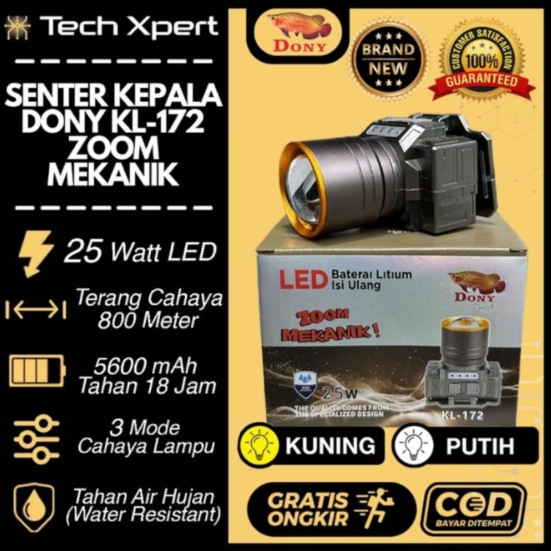 Senter Kepala Dony ZOOM 25W KL-172 Original 100 %