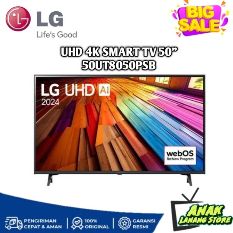 LG UHD SMART TV 50 INCH 50UT8050PSB UHD 4K SMART DIGITAL TV GARANSI RESMI