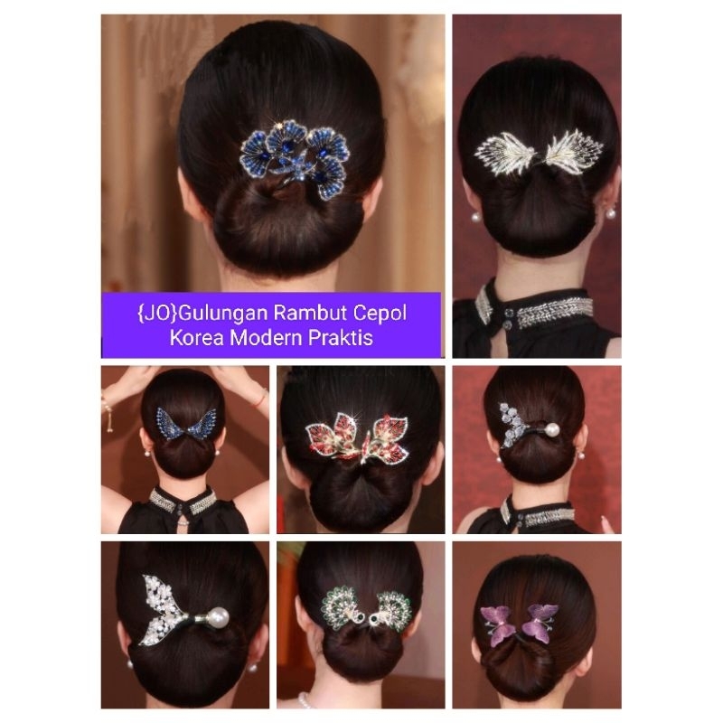 {JO}NEW Gulungan Ikat Rambut Wanita Sanggul Cepol Jepitan Modern Korea Simple Elegant Pesta Jalan