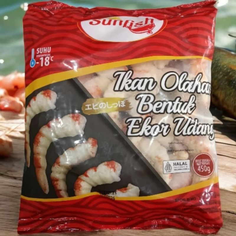 

Sunfish Ikan Olahan Bentuk Ekor Udang 450gr/ Bakso udang Frozen ikan