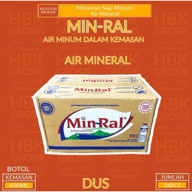 

Air Minuman Dalam Kemasan Min-Ral Botol 600ML - DUS ISI 24PCS