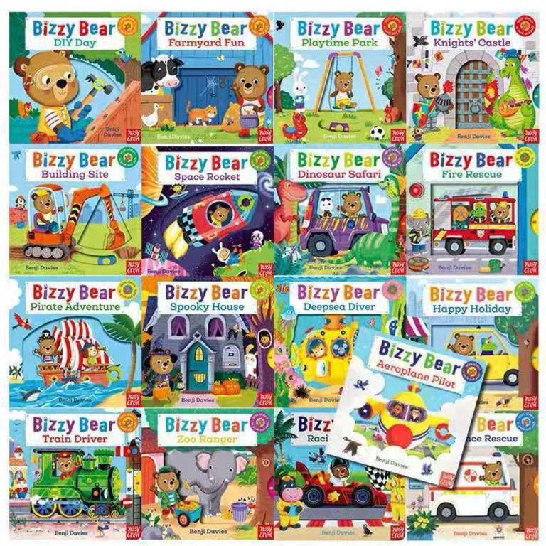 Laris Bizzy Bear Board Book Push Pull Slide Campbell Usborne Zoo Dinosaur Space DIY Cars Train Ambul
