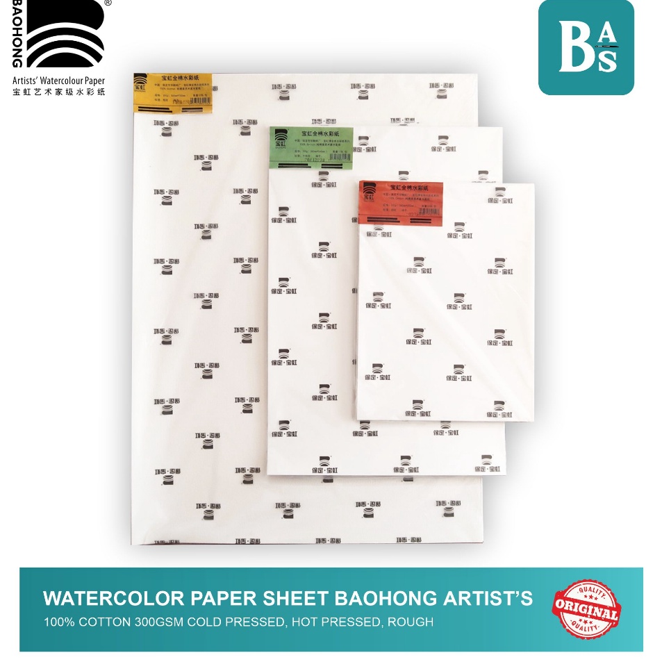 

5s Baru Baohong Artists Watercolor Paper Sheet Ketebalan 3gsm 1 cotton Hot Press Cold Press Rough Peralatan Melukis Terlaris dari BAS Bali Art Supplies Jakarta H97