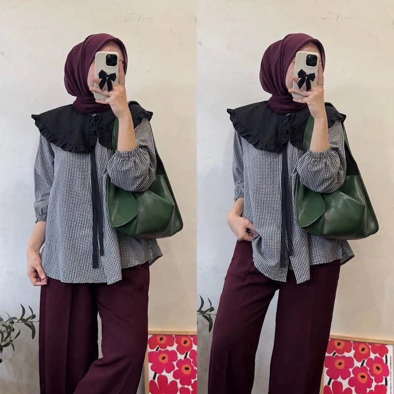 MICKEY BLOUSE/BLOUSE RUFFLE/KEMEJA KERAH/BLOUSE KERAH RUFFLE/BLOUSE KOTAK KOTAK