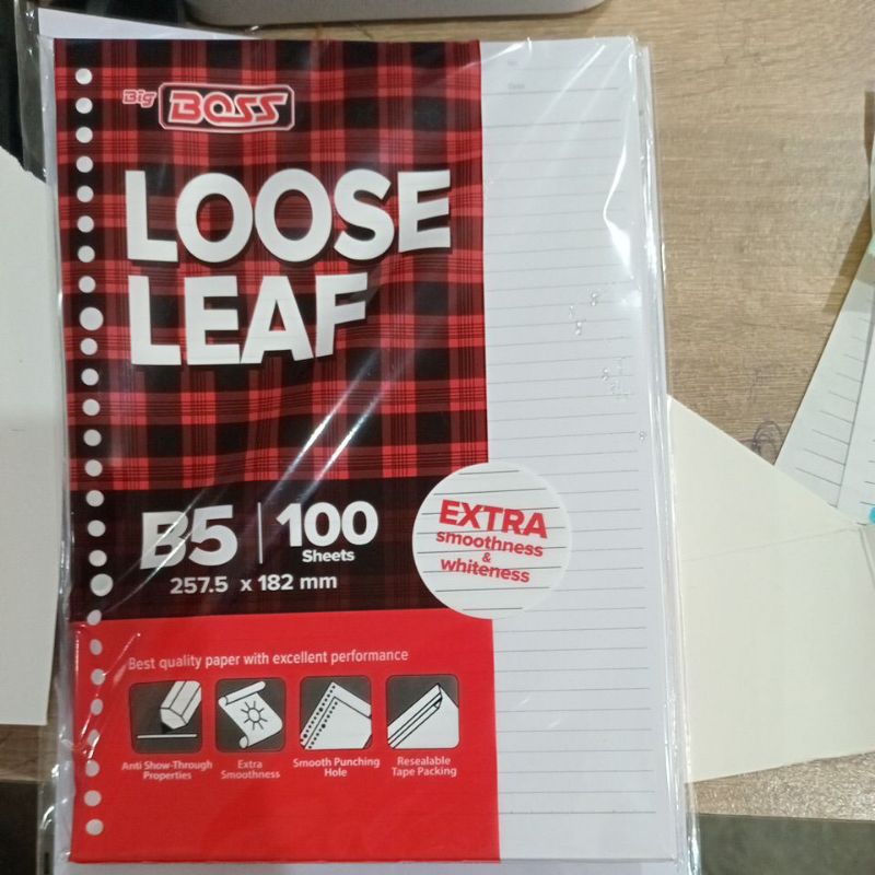 

Loose leaf merk BIG BOSS sidu isi B5 100