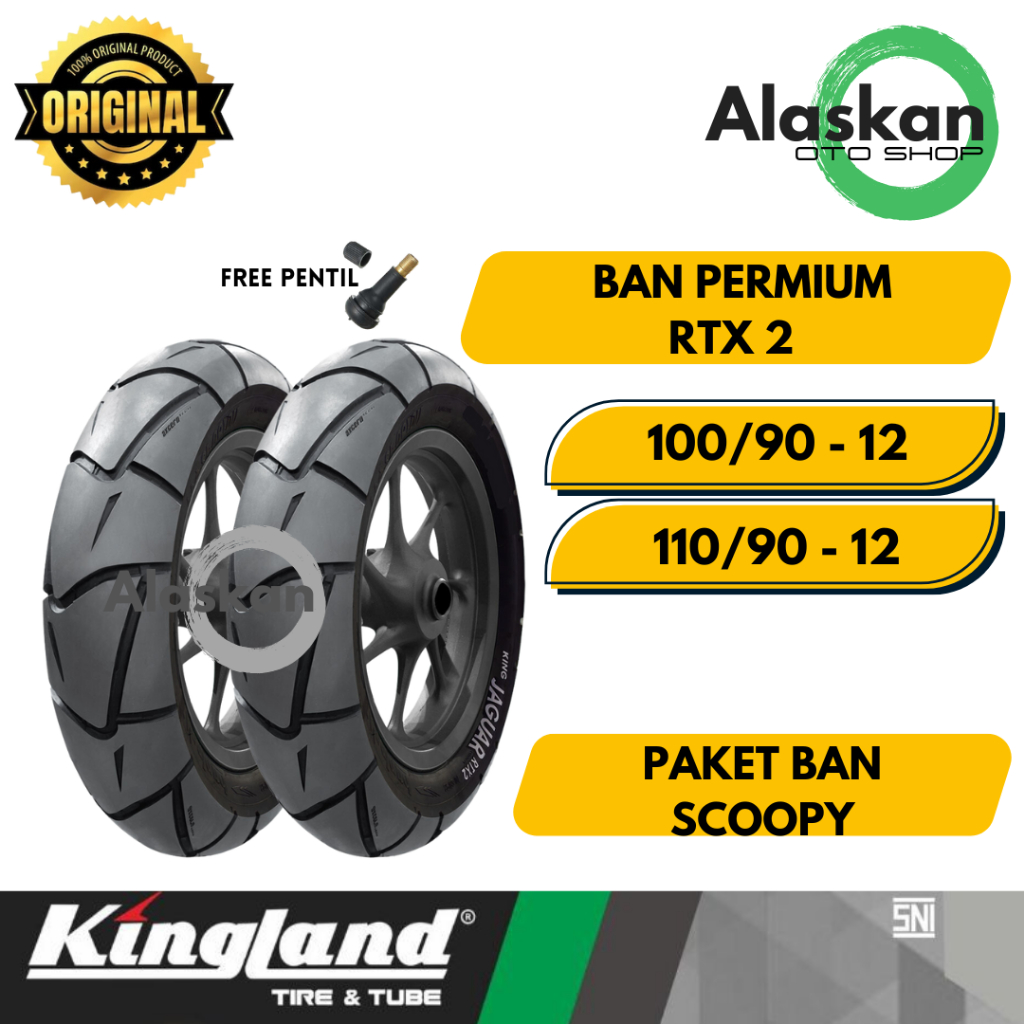 Ban Scoopy Sepasang Kingland RTX 100/90-12 dan 110/90-12 Depan Belakang Tubeless Kingland Premium So