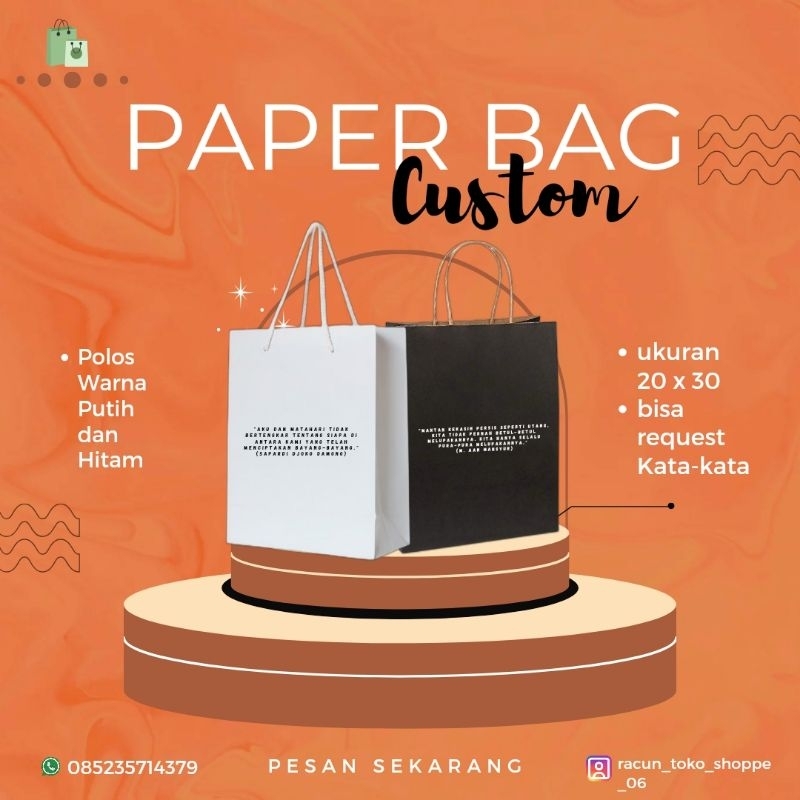 Paper bag polos Custom Bahan Kraft Tebal