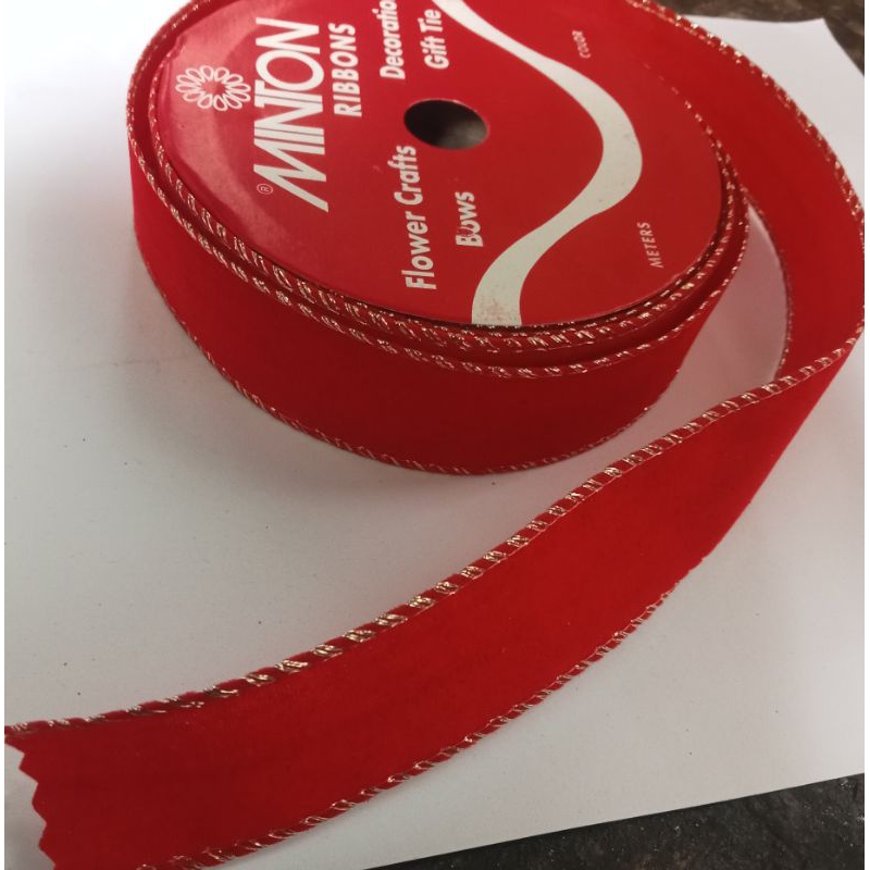 

Pita Merah Natal Pita Merah bahan bludru Lis emas