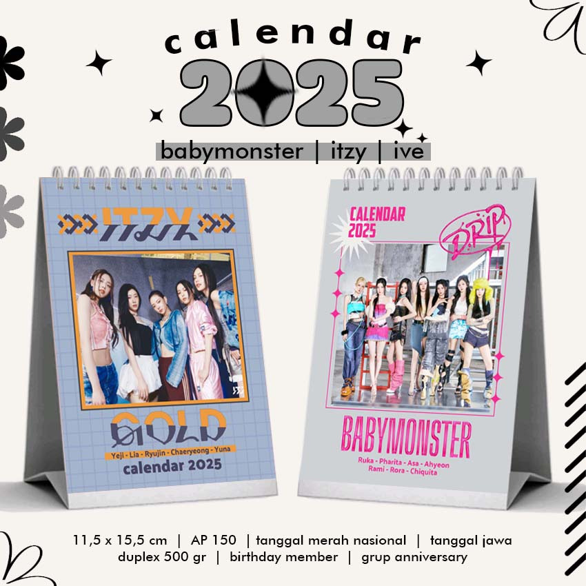 

[ READY STOCK ] KALENDER MEJA 2025 KPOP ITZY IVE BABYMONSTER