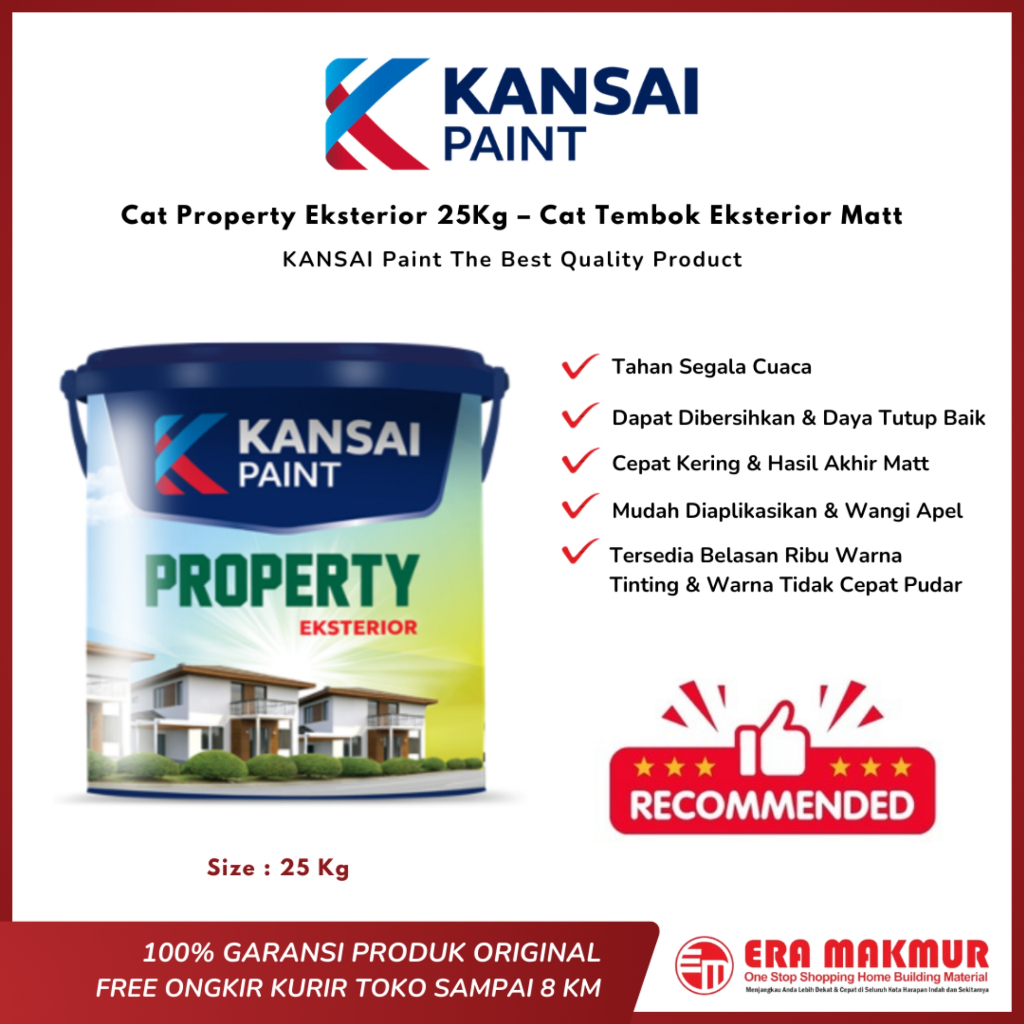 KANSAI Paint – Cat Property Eksterior 25Kg – Cat Tembok Eksterior Matt 25 Kg