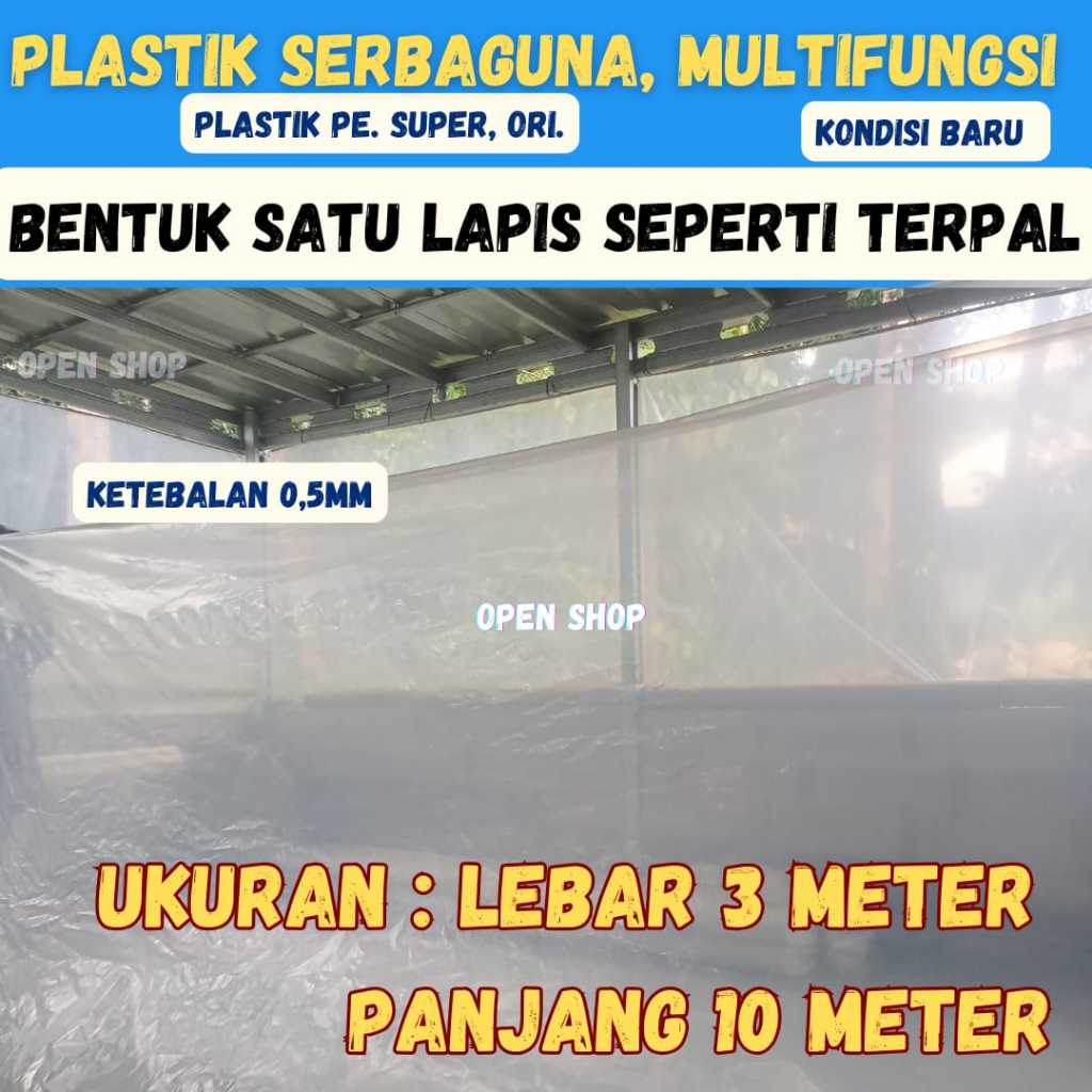 3x10 M. Plastik Terpal Serbaguna.. Penutup, Atap,GreenHouse, Ternak, Pelindung Barang, Proyek Cor.