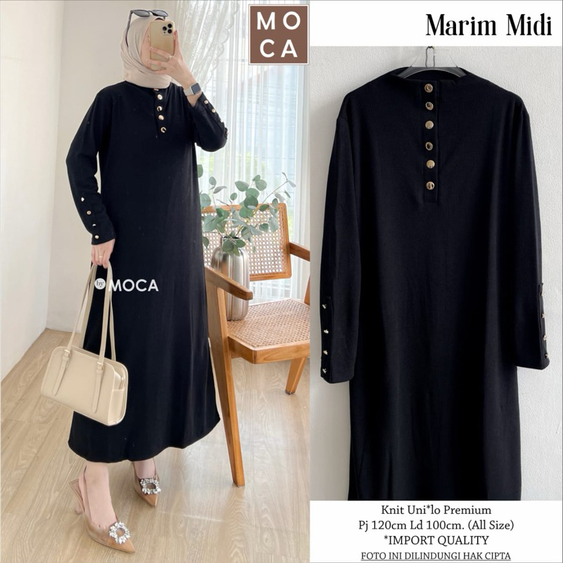 GAMIS WANITA KEKINIAN HITAM KNIT UNIQLO PREMIUM / MARIM MIDI DRESS LD 100CM BY MOCA