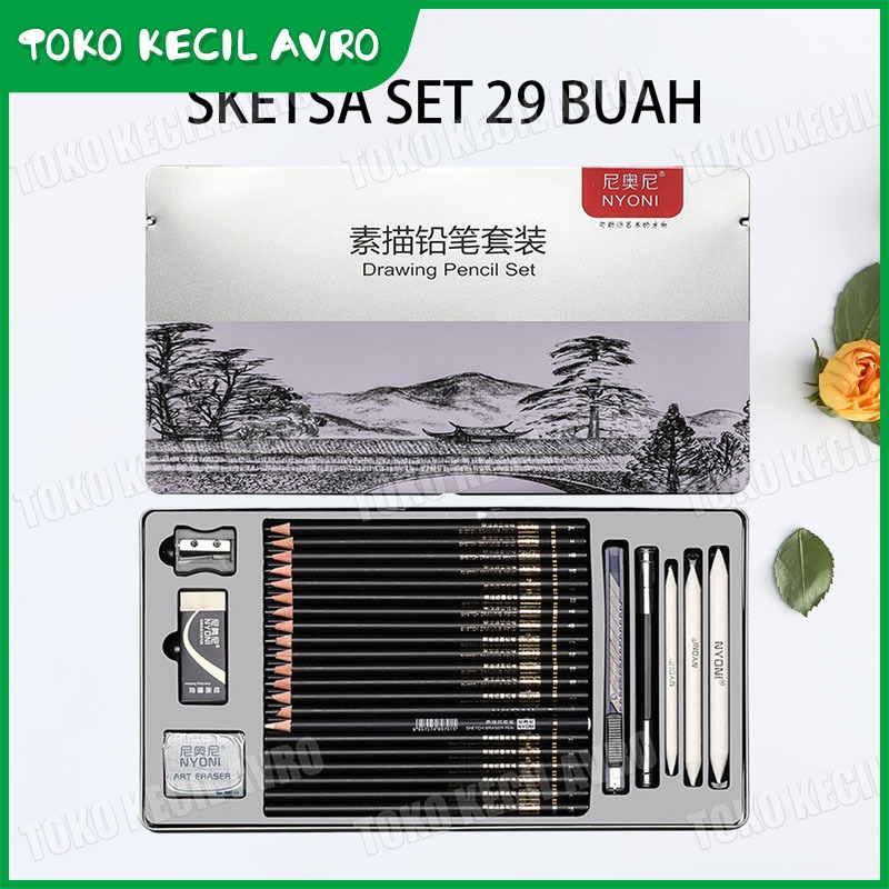 

Perangkat sketsa pena karbon lebih mudah untuk membawa alat pelukis profesional pensil pemula, siswa dengan alat sketsa, persediaan seni arang sketsa pensil setelan