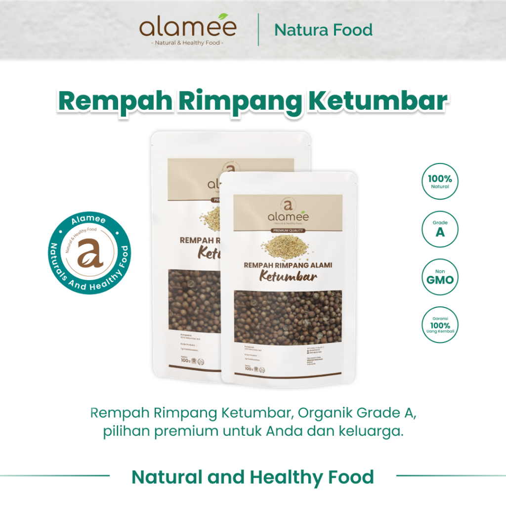 

ALAMEE Ketumbar Organik Biji Rempah Coriander Seed Utuh Rimpang Alami Spice