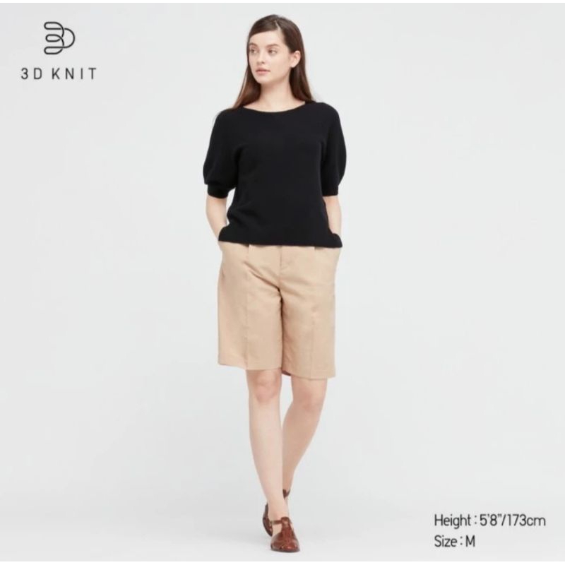 uniqlo 3D KNIT Katun lengan Half size M BLACK
