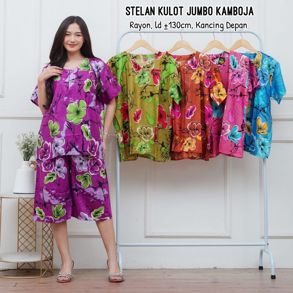 SETELAN KULOT CELANA PENDEK JUMBO MOTIF KOTAK