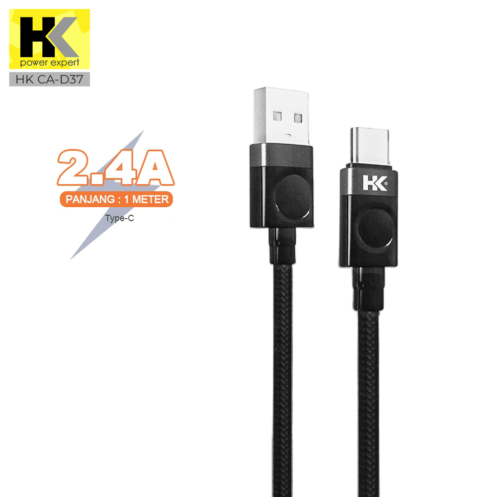 HK D37 Kabel Data Charger Fast Charging 2.4A USB Micro Lightning Type C Cable Data Nylon Braided