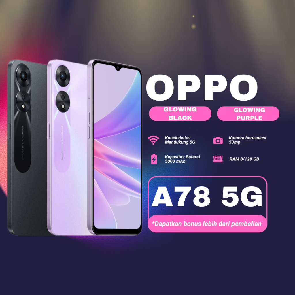 OPPO A78 5G 8GB/128GB [33W SUPERVOOC+5000mAh Battery, RAM 8GB+8GB, OPPO Glow Design]