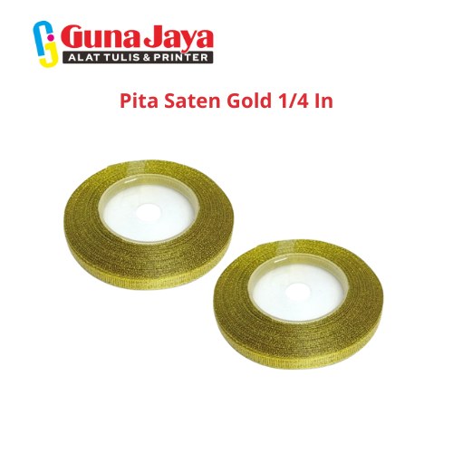 

Pita Saten Gold 1/4 In - Pita Dekoratif Warna Emas untuk Kerajinan dan Pembungkus Hadiah