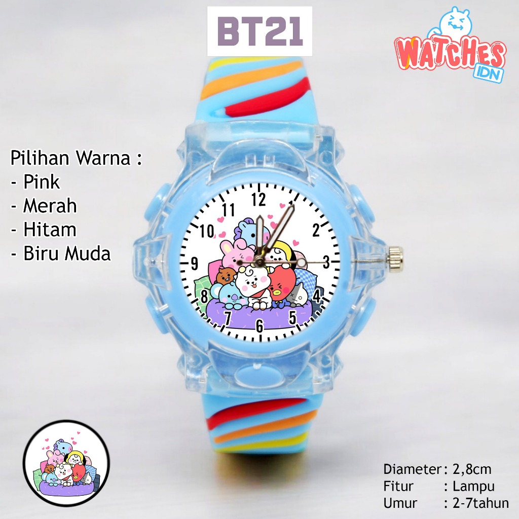 Jam Tangan Lampu Anak Perempuan / Laki-laki Karakter BT21 Model Terbaru