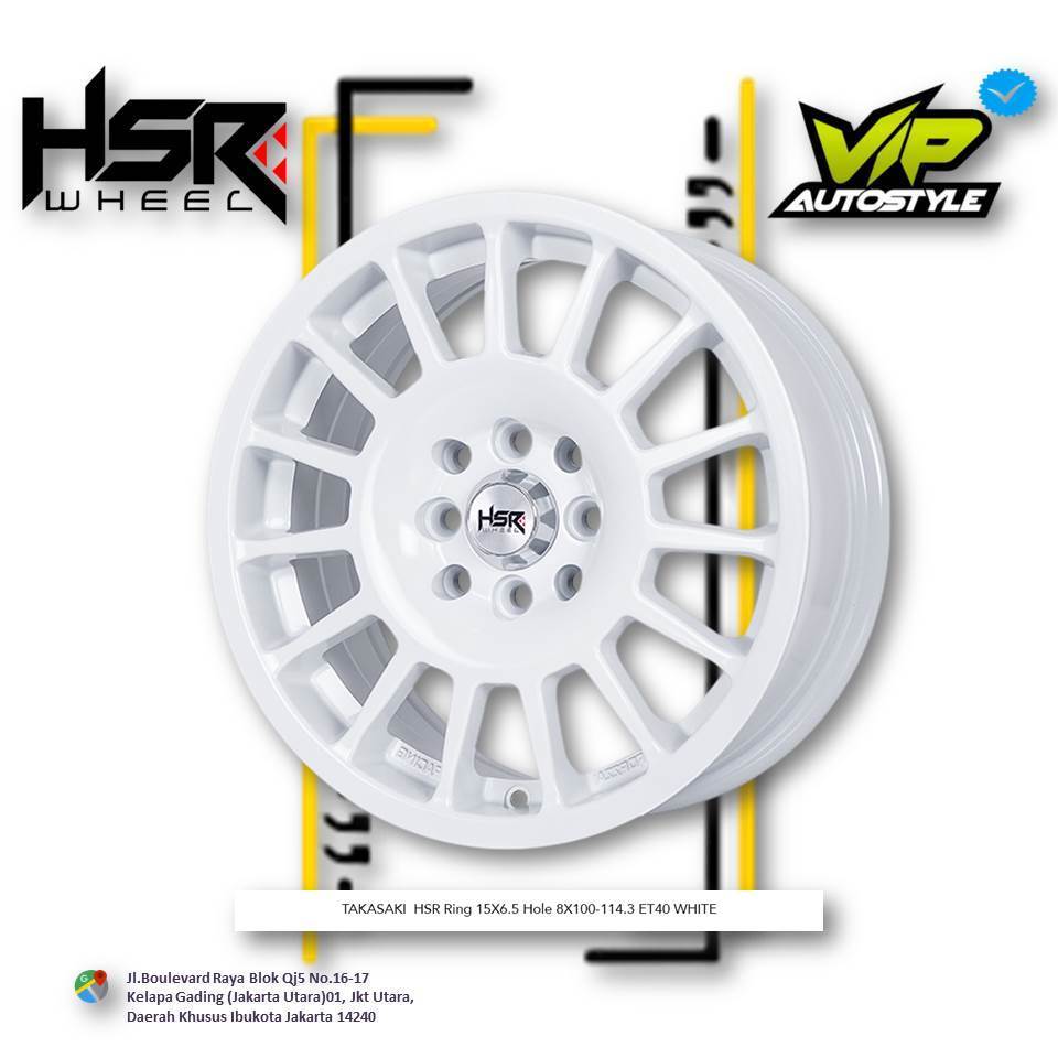 HSR TAKASAKI R15 - Velg Mobil Putih Avanza, Xenia, Sigra, Calya, Sirion Ring 15 - HSR Jakarta Utara