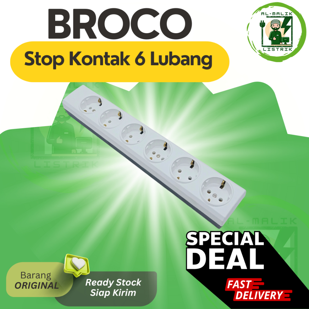 TERMURAH Stop Kontak 6 Lubang Broco 15360 Broco Stop Kontak 6 Lubang Colokan Listrik Broco Isi 6 Lub