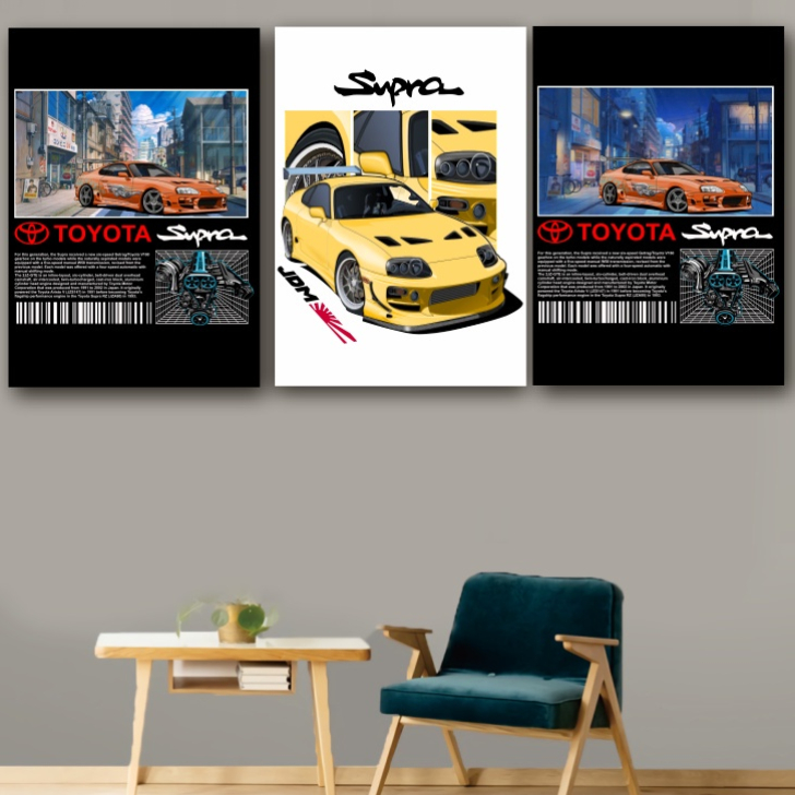GILAN Poster Kayu Racing TOYOTA SUPRA MK3 MK4 2JZ-GTE Sport Car