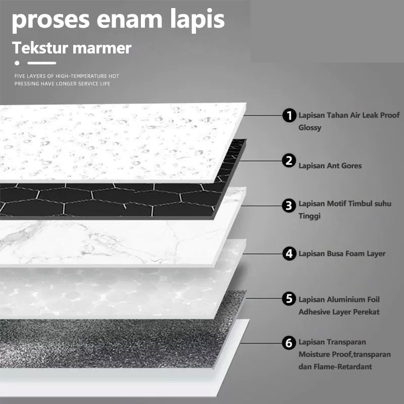 Jamooan 50Pcs Wallpaper Dinding Vinil Marmer 30X30 Cm/Marmer Granit Vinil/Stiker Keramik/Stiker