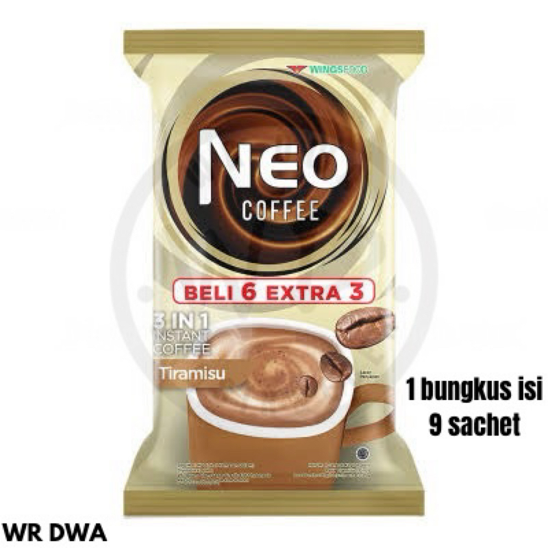 

Neo Coffe Tiramisu 1 renceng isi 10 dan 1 bungkus isi 9