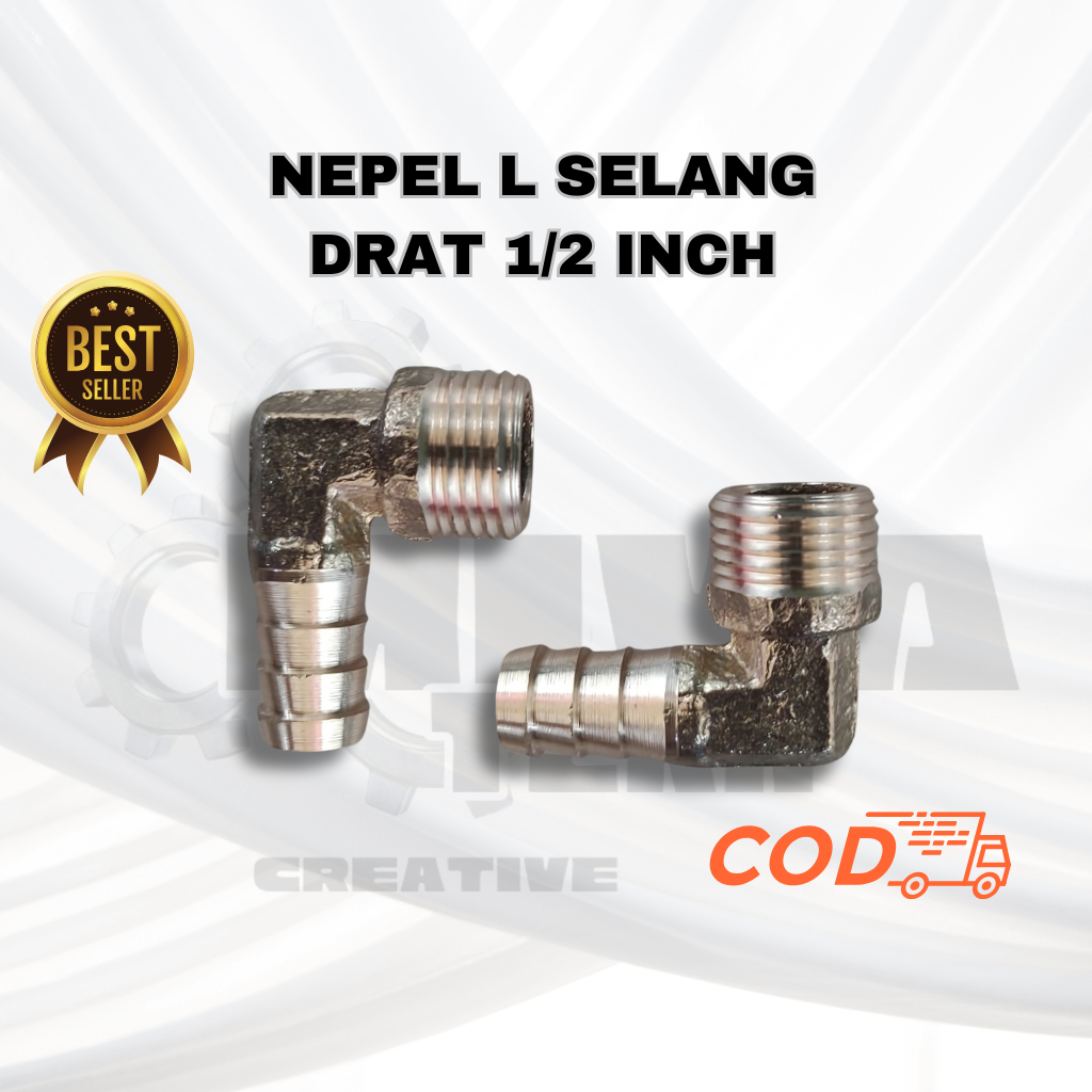 Nepel L Selang Nipple Kuningan drat 1/2 inch