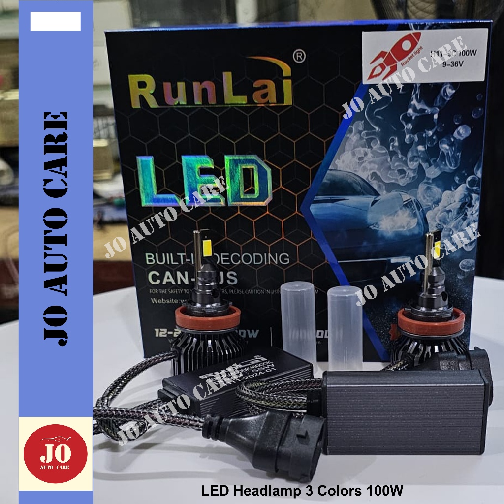 Runlai - LED Headlamp Bulb | Lampu LED Headlamp Mobil H4 H11 | Lampu LED 3 Warna 3000K 4300K 6000K