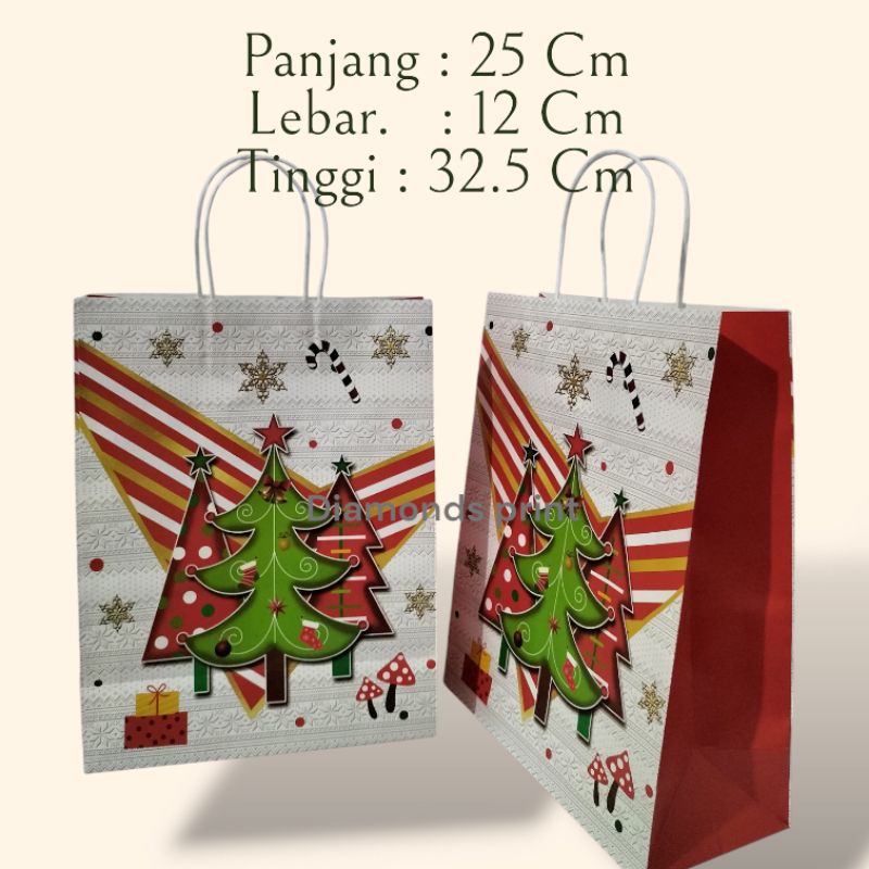 

Paperbag Christmas Tree | Paper Bag Natal 25x32 Bungkus Kado Hadiah Goodiebag Natal