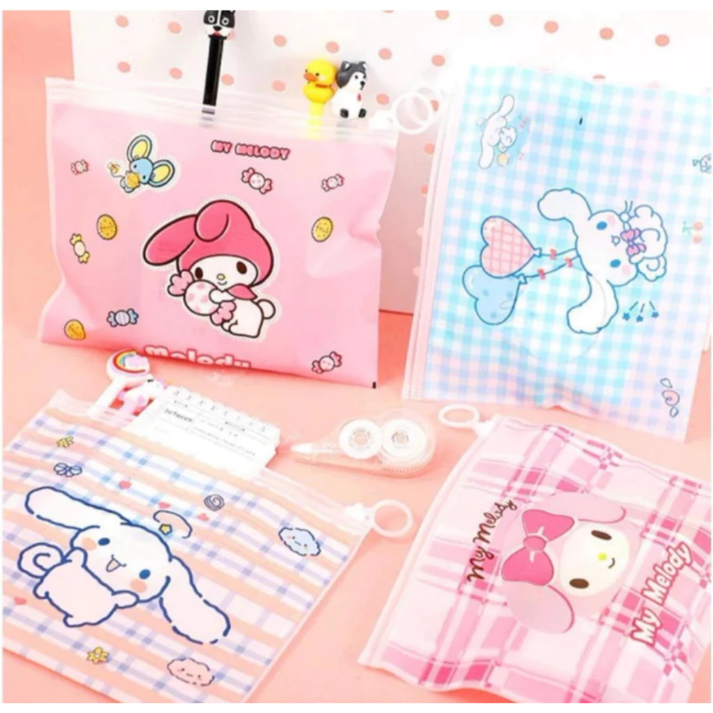 

Pouch Ziplock Lucu Motif Sanrio / Zipper Pouch Penyimpanan /Tempat Pensil /Tas Kosmetik SerbaGuna