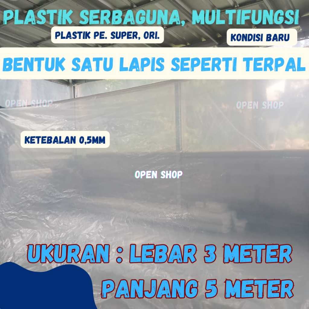 3x5 M. Plastik Terpal Serbaguna.. Penutup, Atap, GreenHouse, Budidaya, Pelindung Barang, Furniture..