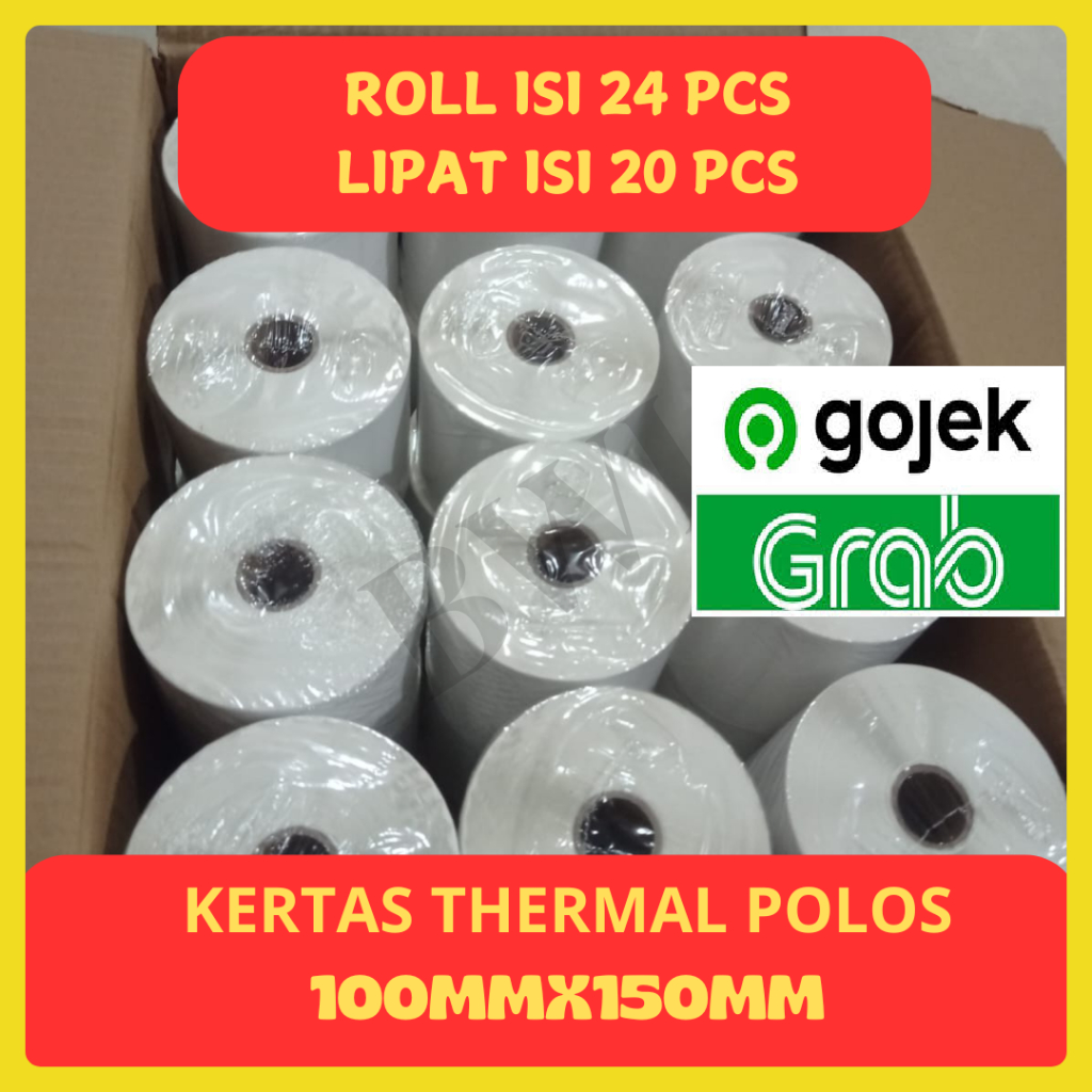 

Thermal Polos Roll/Kotak 100x150 isi 500 (1 DUS) KHUSUS GOJEK/GRAB BISA BAWA 3 DUS
